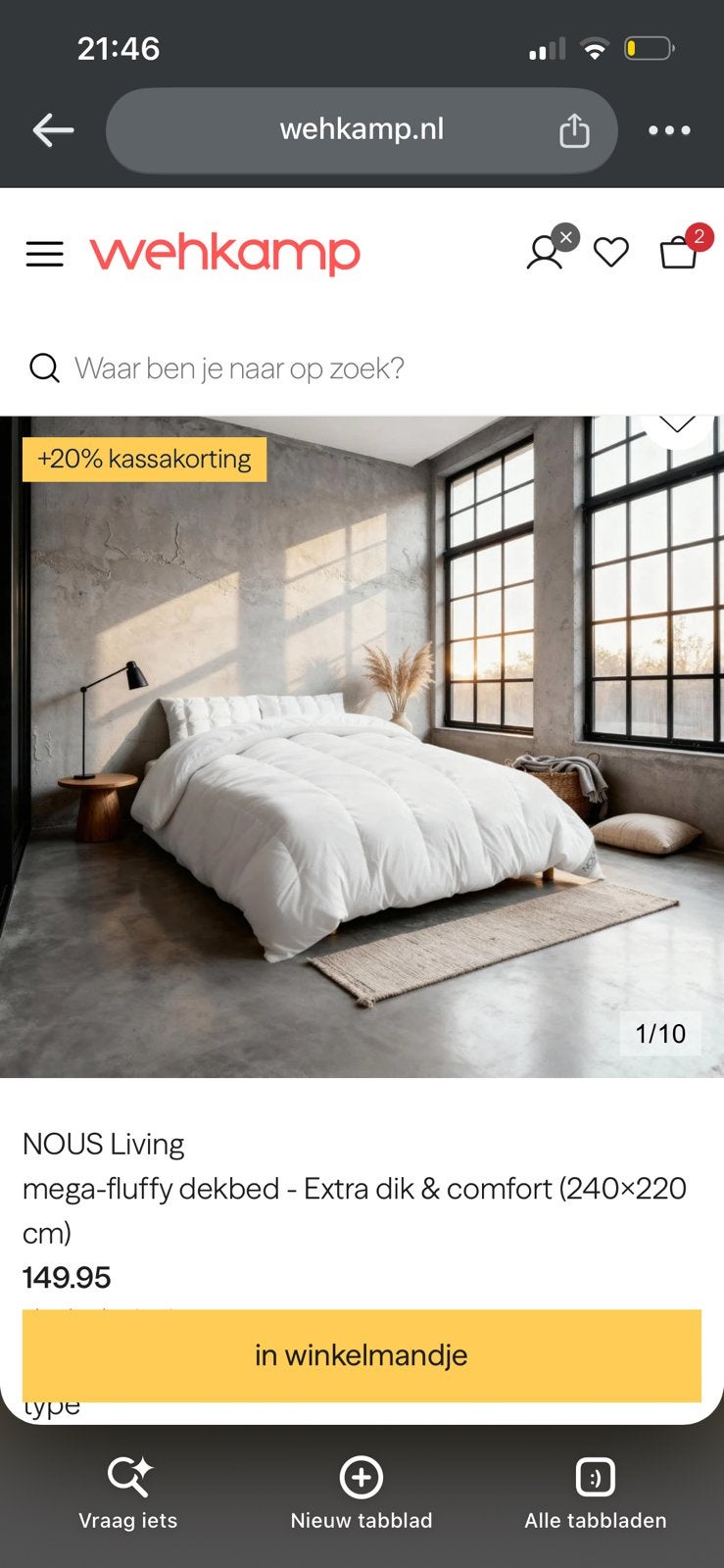 Wehkamp Nous Living dekbed, Ophalen, Wit, Overige maten, Stof