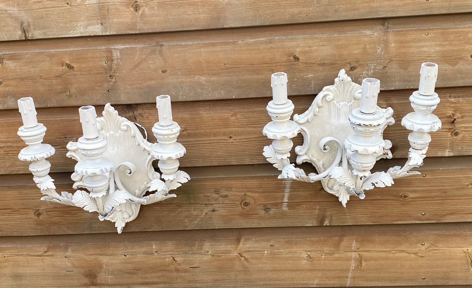 2 Vintage Barok Wandlampen, Florentijnse Stijl (Shabby Chic), Ophalen of Verzenden, Gebruikt