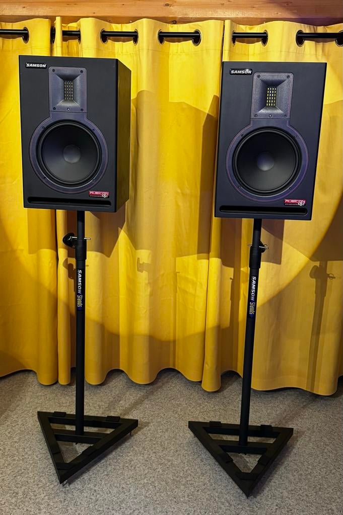 Samson Rubicon R8a set actieve studiomonitors, Audio, Tv en Foto, Luidsprekers, Gebruikt, 120 watt of meer, Front, Rear of Stereo speakers
