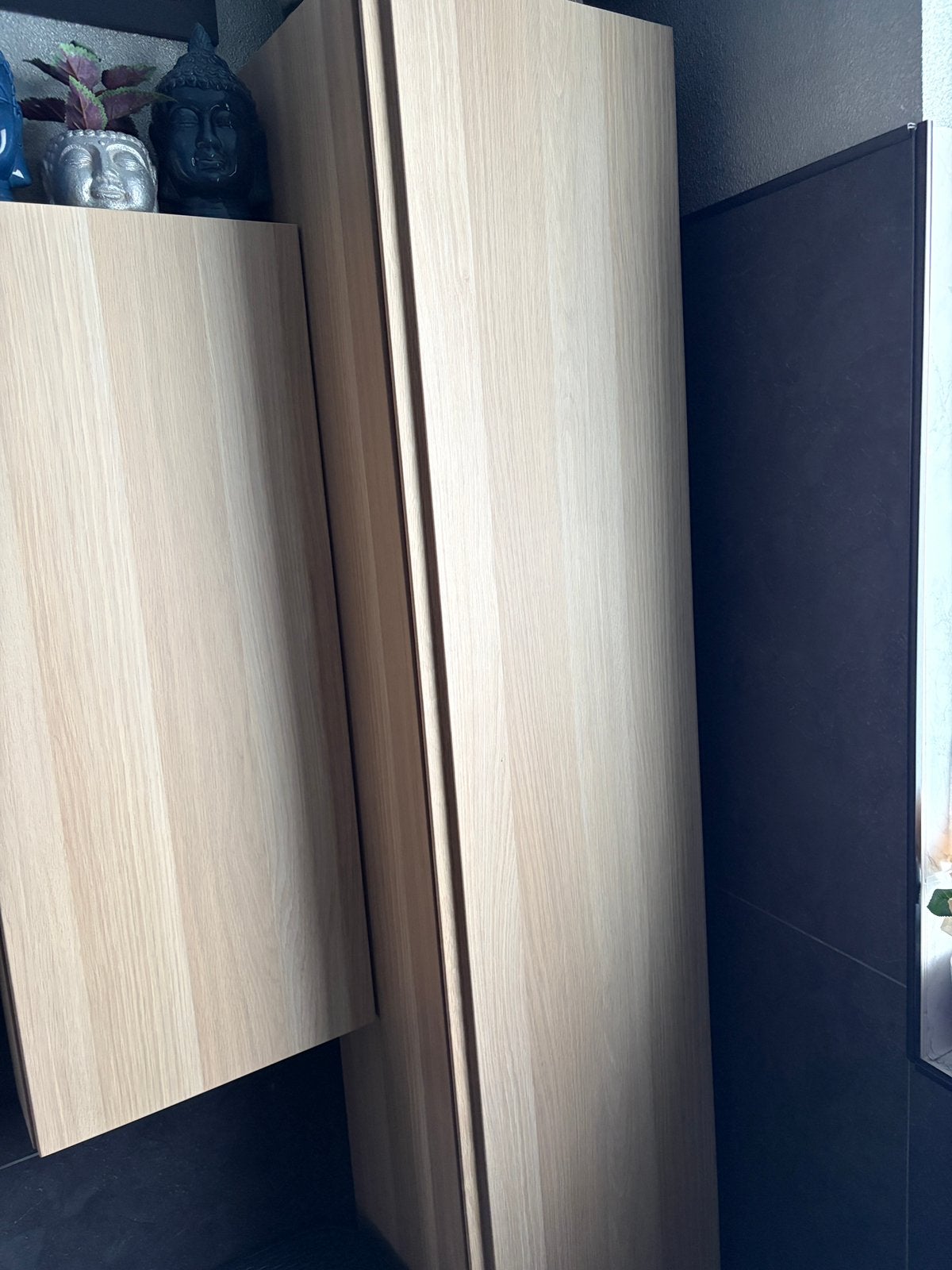 Te koop hoge Ikea badkamerkast eikenkleur, Ophalen, (Half)hoge kast, Minder dan 50 cm, Zo goed als nieuw