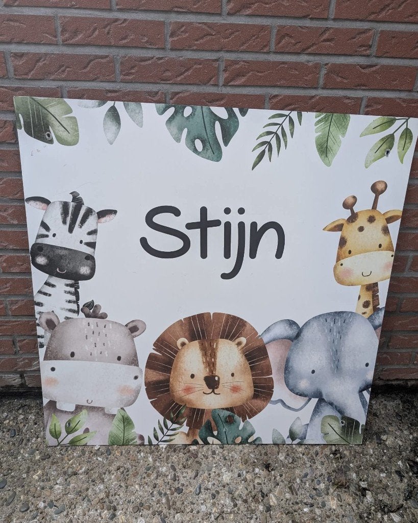 Geboortebord XL Vierkant Dieren, Kinderen en Baby's, Kraamcadeaus en Geboorteborden, Ophalen, Gebruikt, Geboortebord