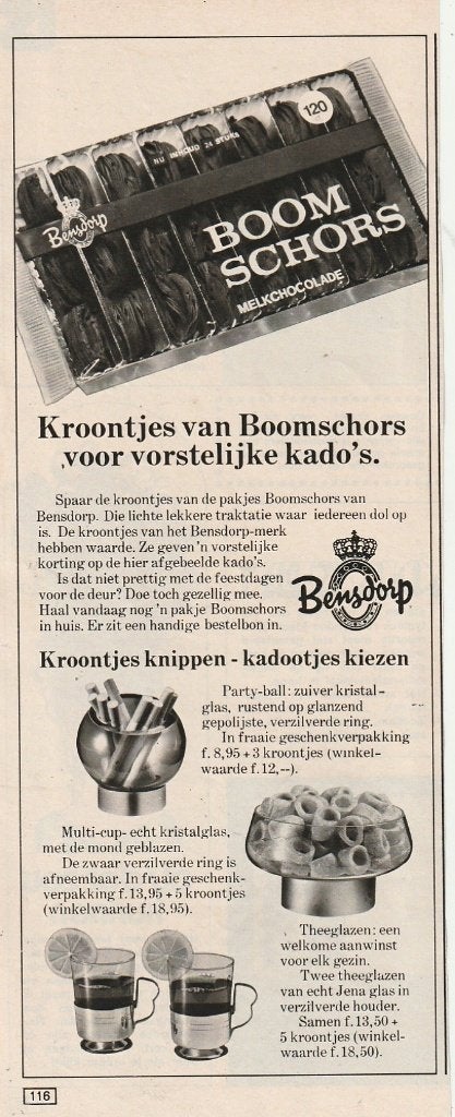 Retro reclame 1971 Bensdorp chocolade kadootjes sparen, Verzenden, Overige typen