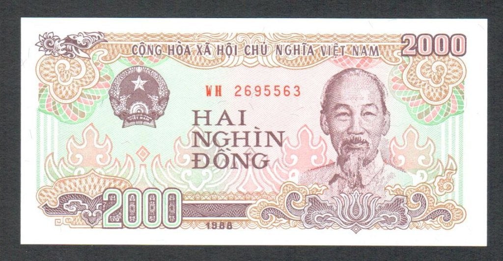 Bankbiljet - Vietnam  - 2000 Dong  -1988 - UNC., Ophalen of Verzenden, Zuidoost-Azië, Los biljet