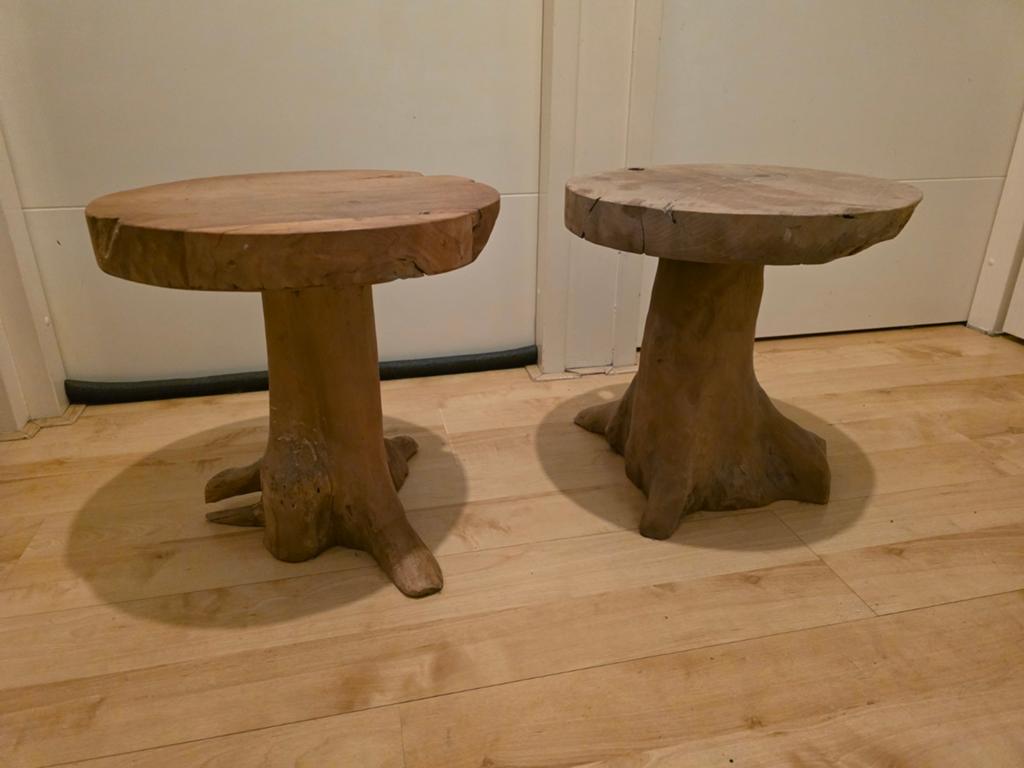 2 Boomstam tafeltjes, Huis en Inrichting, Ophalen of Verzenden, Hout