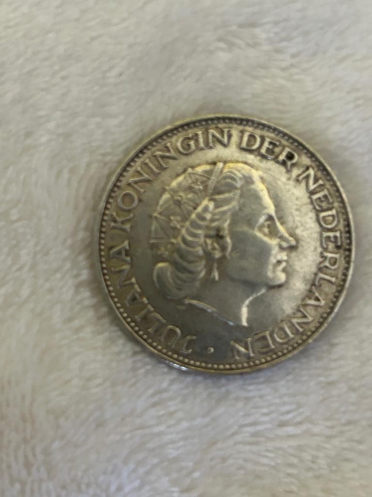 Zilveren rijksdaalder uit 1961, Postzegels en Munten, Koningin Juliana, Verzenden, Zilver, Losse munt