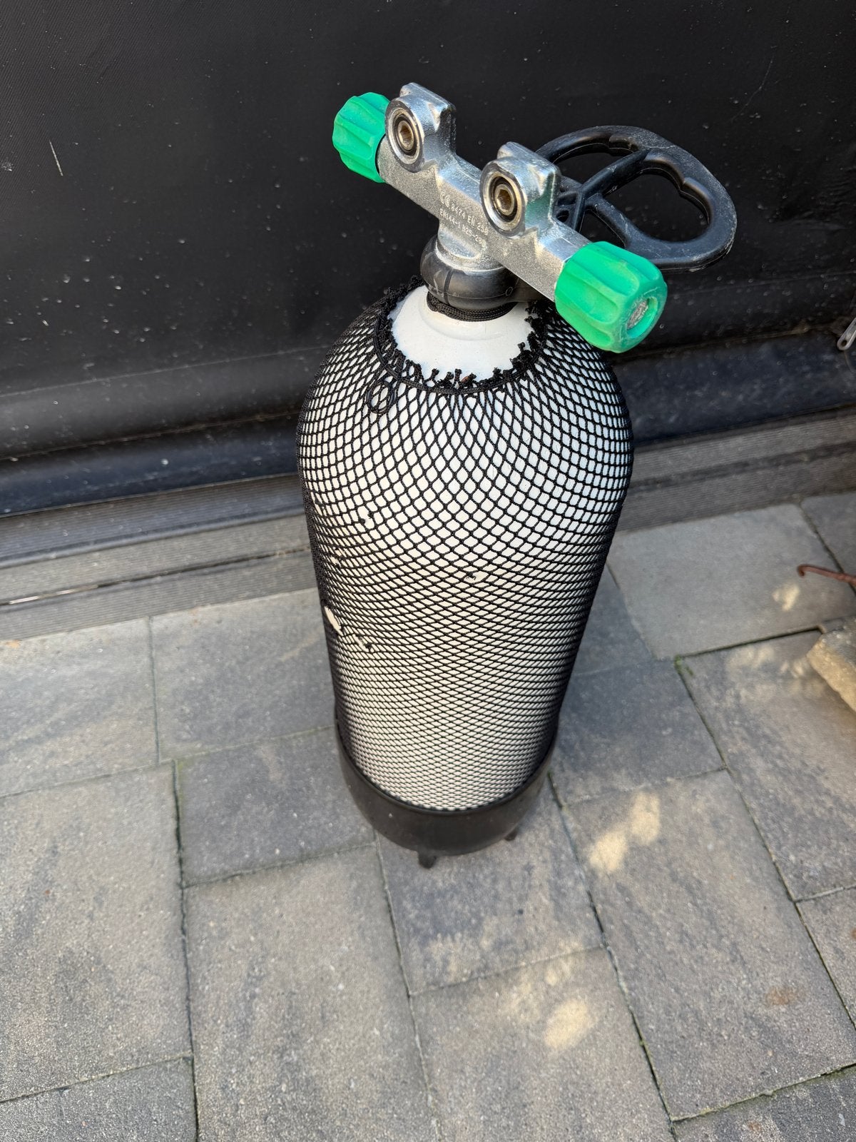 10L Duikfles met netje en dubbele aansluiting, Watersport en Boten, Duiken, Ophalen, Gebruikt, Duikfles