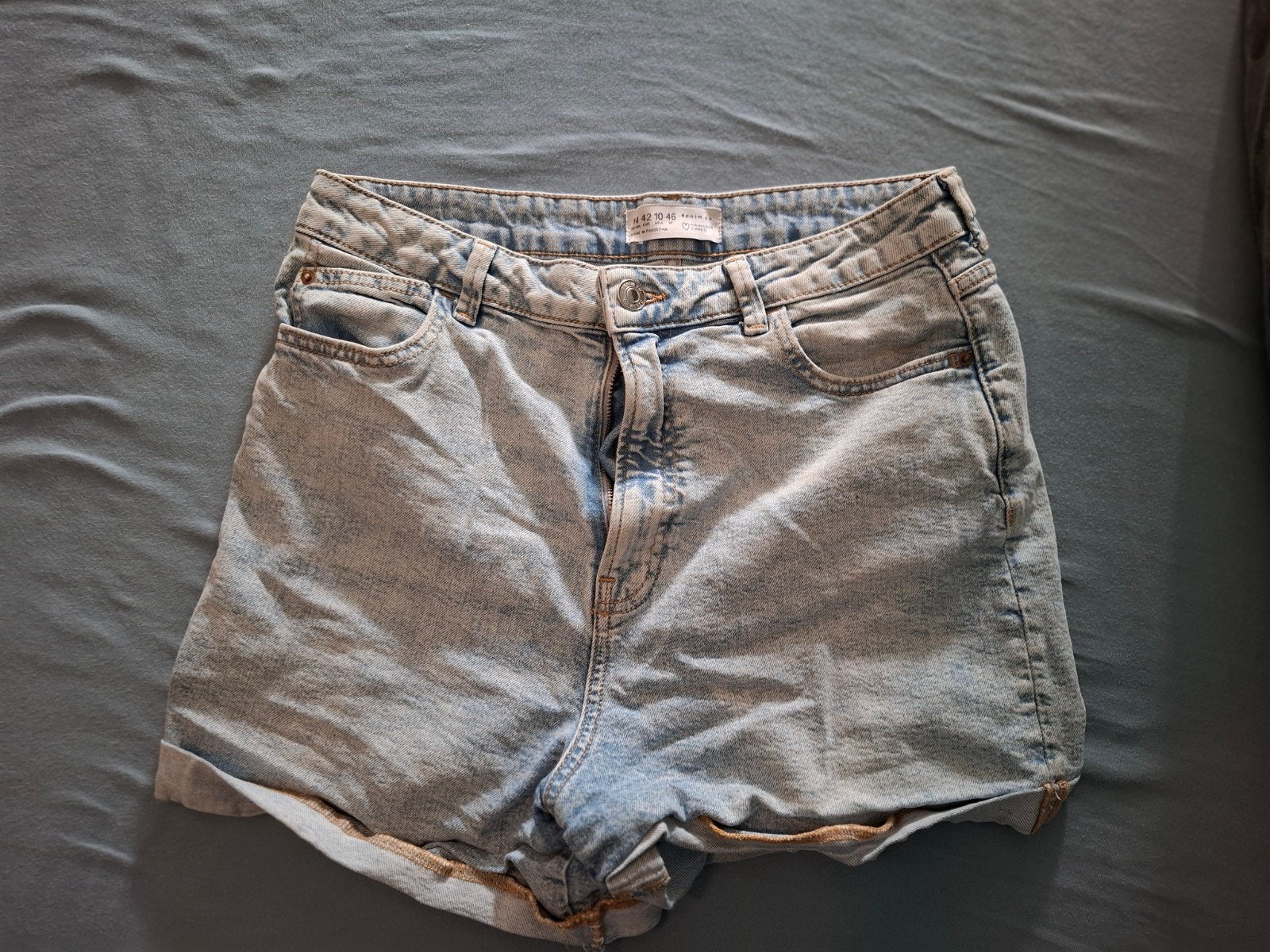 Jeans mom short maat 42!, Ophalen of Verzenden, Gedragen, Blauw, W33 - W36 (confectie 42/44)