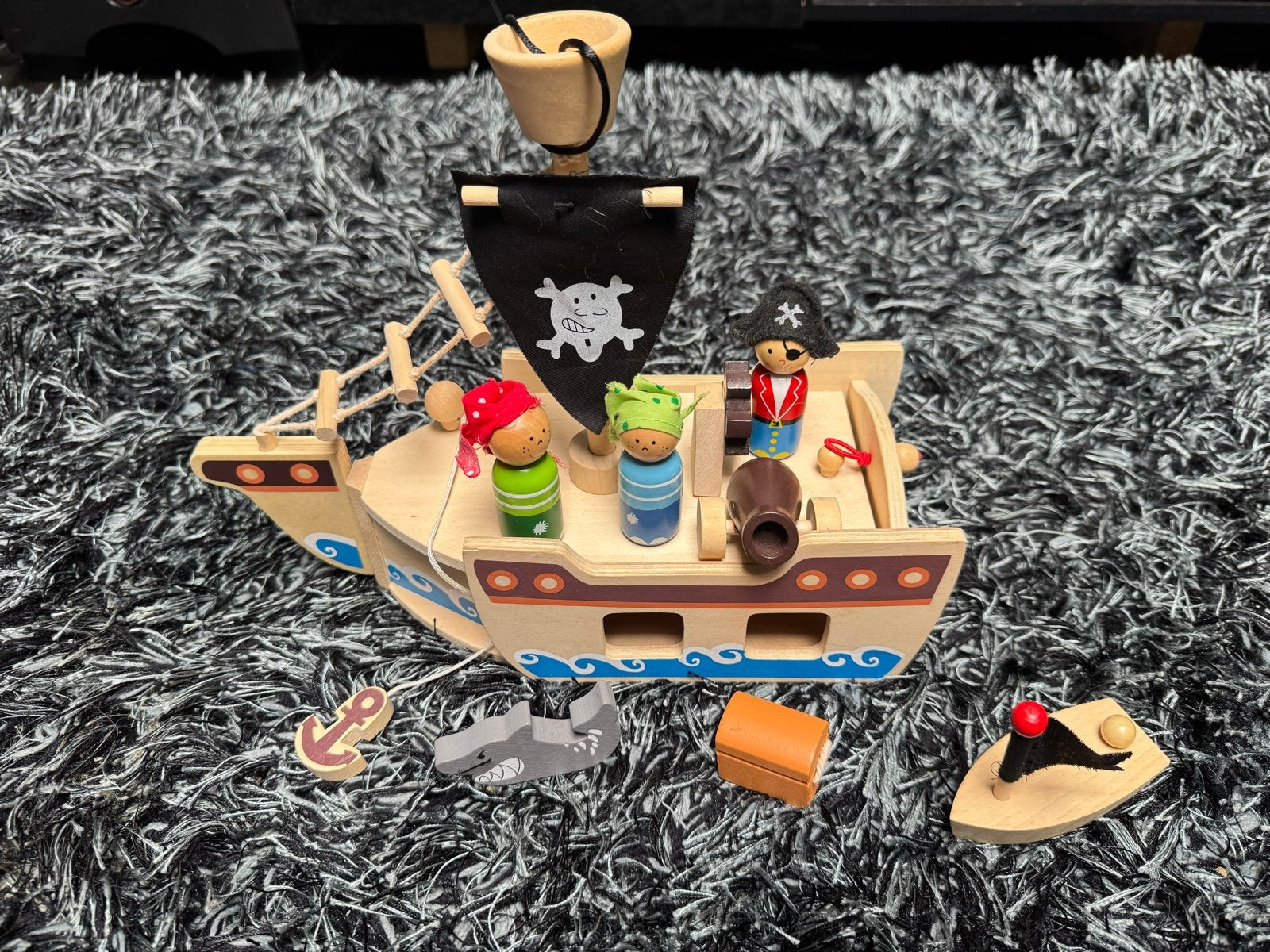Houten piratenschip met accessoires, Ophalen of Verzenden, Zo goed als nieuw, Overige typen