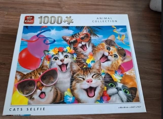 King puzzel Animal collection Cats selfie, Ophalen of Verzenden, 500 t/m 1500 stukjes, Zo goed als nieuw, Legpuzzel