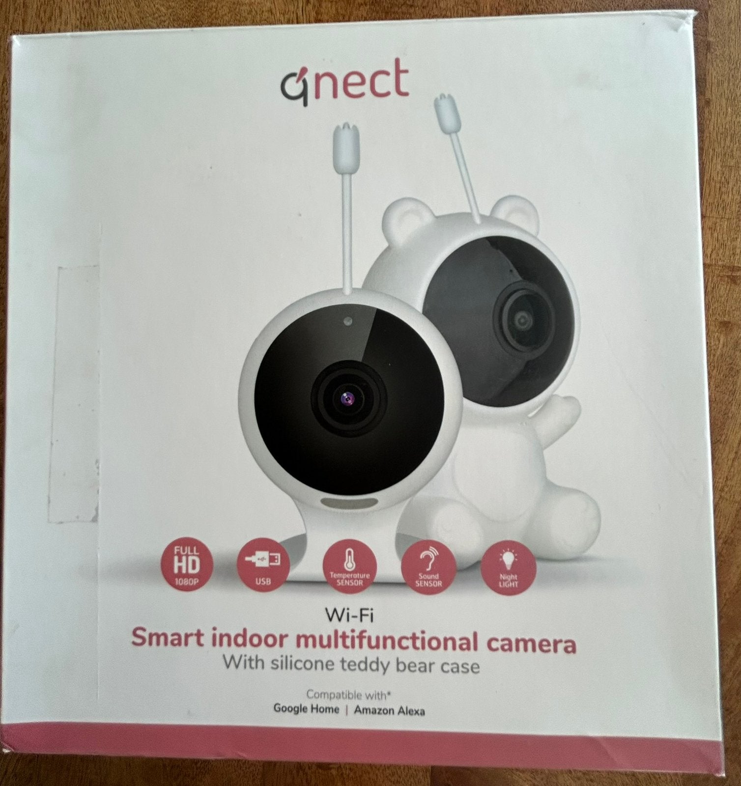 Qnect Smart Indoor Camera met Teddybeer Hoes, Ophalen of Verzenden, Nieuw, 100 tot 250 meter, Camera