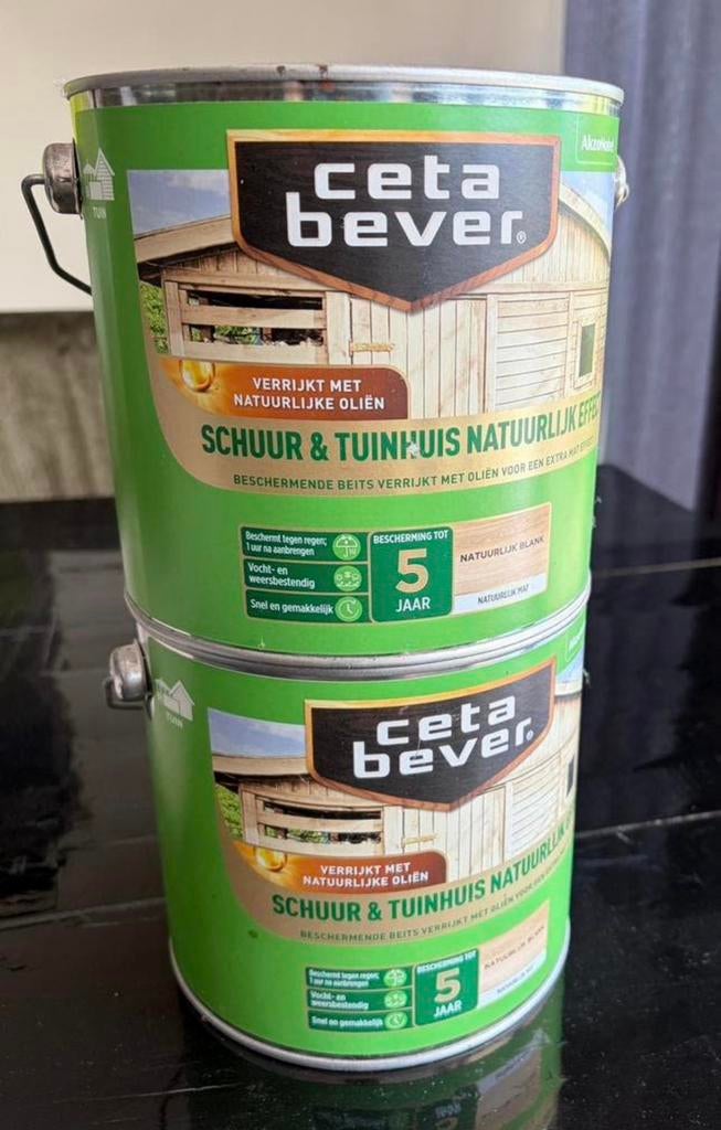 CetaBever Buitenbeits 2x 2,5 liter nieuw, Doe-het-zelf en Verbouw, Verf, Beits en Lak, Ophalen, Overige kleuren, Nieuw, Beits