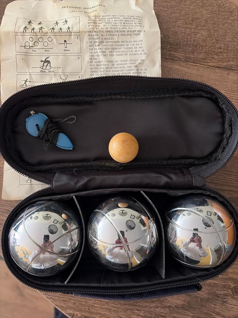 Boules set met 3 metalen ballen en houten but, Ophalen, Nieuw