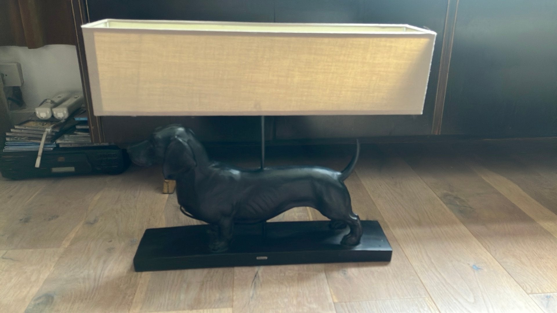 Teckel lamp Happy House, Overige merken, E27 (groot), Zo goed als nieuw, Zwart