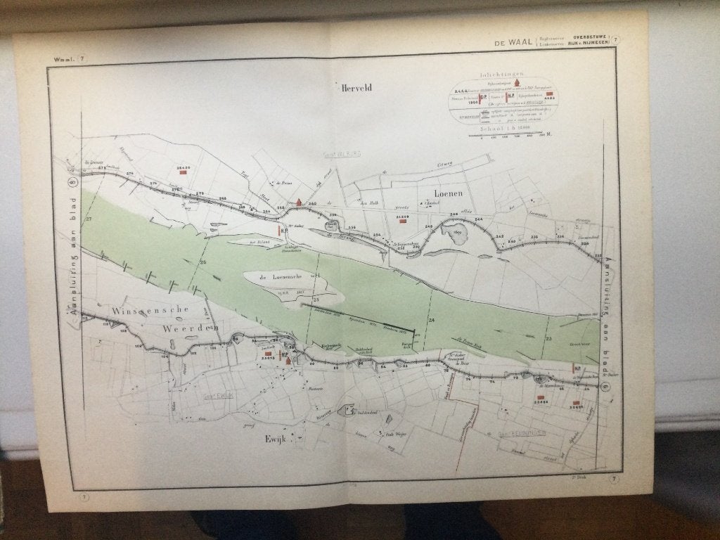 Ewijk, Winsen, Herveld, Loenen, 1872., Antiek en Kunst, Kunst | Etsen en Gravures, Verzenden, Cartografie, Origineel, 51 cm
