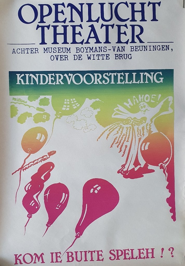 Poster openluchttheater Rotterdam - kindervoorstelling 1979, Verzamelen, Posters, Verzenden, A1 t/m A3, Overige onderwerpen, Rechthoekig Staand
