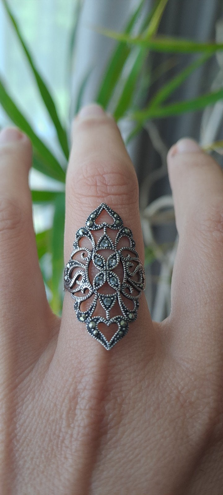 Zilveren ring met marcasiet, maat 17., Ophalen of Verzenden, 17 tot 18, Dame, Zilver
