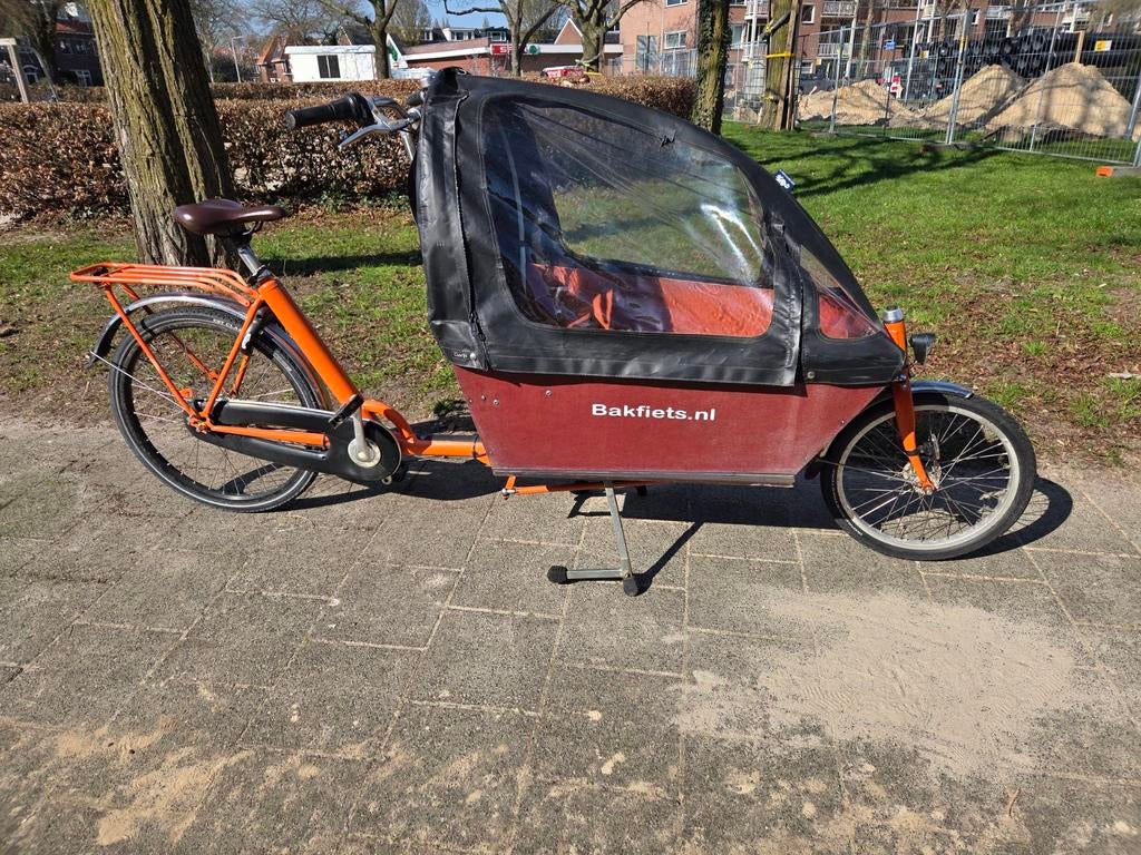 Goed werkende Cargolong bakfiets met 7 versnellingen en huif, Ophalen
