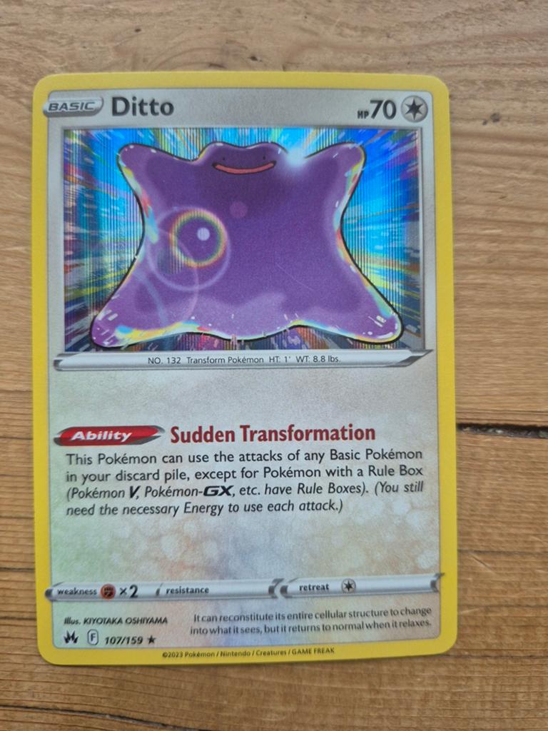 Pokémon Kaart: Ditto (Foil) 107/159 - Zo goed als nieuw, Ophalen of Verzenden, Zo goed als nieuw, Losse kaart, Foil