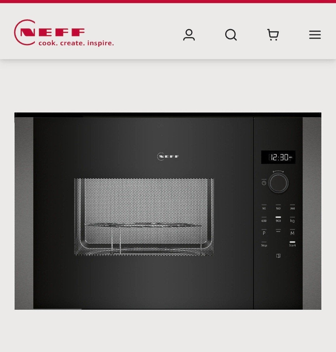 Neff N 50 Inbouwmagnetron met grill 59 x 38 cm Graphite-Grey, Ophalen of Verzenden, Nieuw, Grill, Inbouw