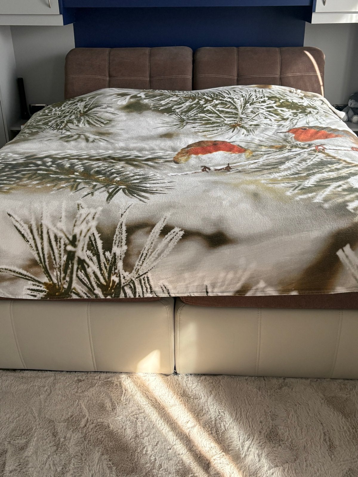 Comfortabel Boxspring Bed met verstelbaar Hoofdbord, Ophalen, Gebruikt, Bruin, Tweepersoons