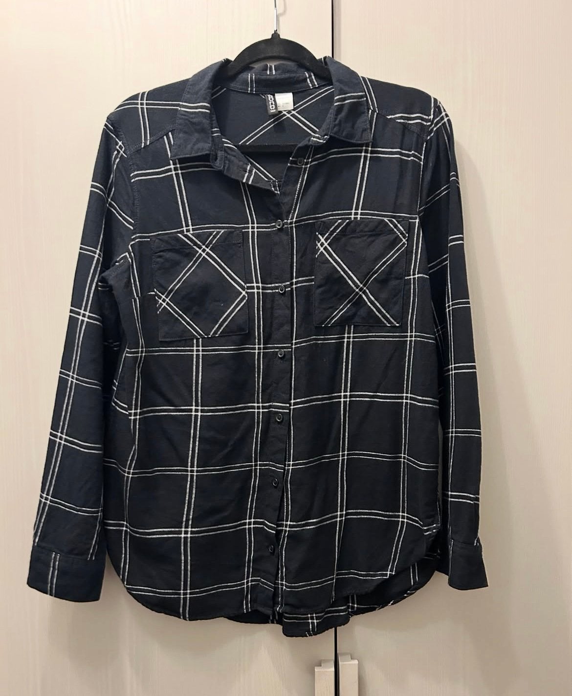 Zwarte geruite blouse H&M maat 36, Ophalen of Verzenden, Zo goed als nieuw, Maat 36 (S), Zwart