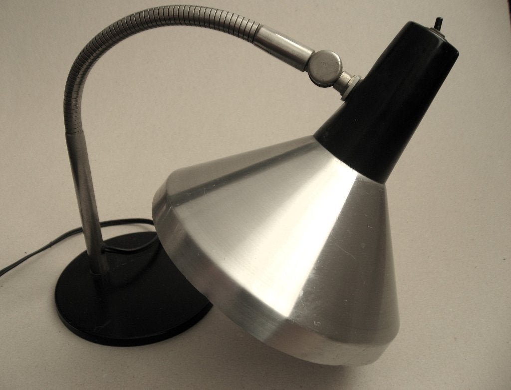 Vintage Hala bureau lamp met aluminiumkap jaren 60, Ophalen of Verzenden