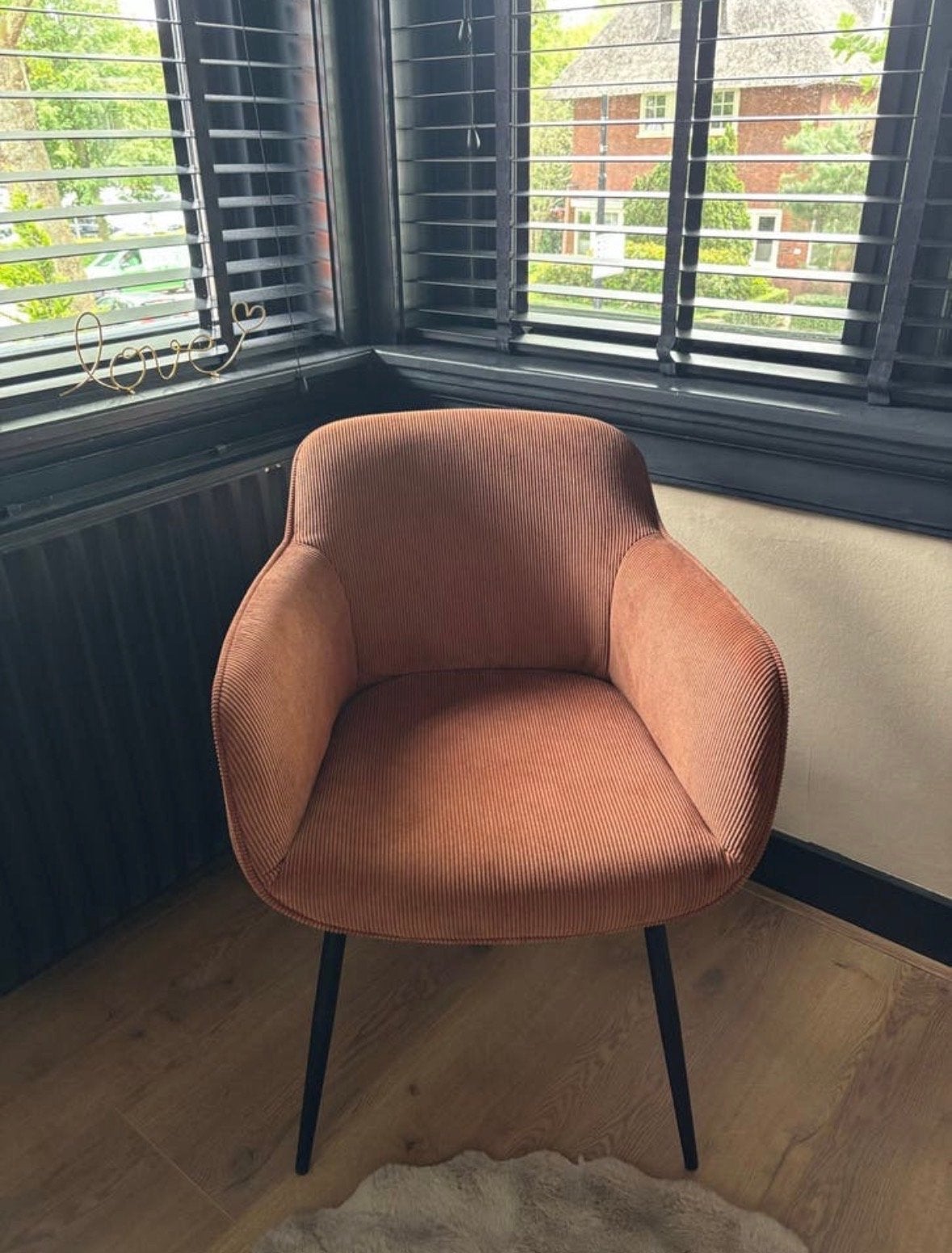 Comfortabele fauteuil in ribstof - Terracotta kleur, Gebruikt, Overige kleuren, Ophalen of Verzenden, Eén