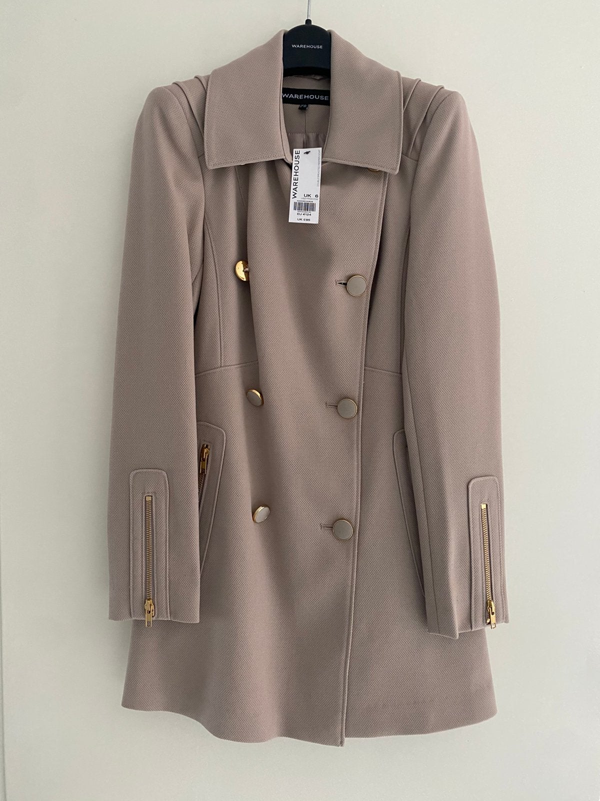 Warehouse Nude met Gouden Knopen mantel coat jas!, Ophalen of Verzenden, Nieuw, Maat 34 (XS) of kleiner, Beige