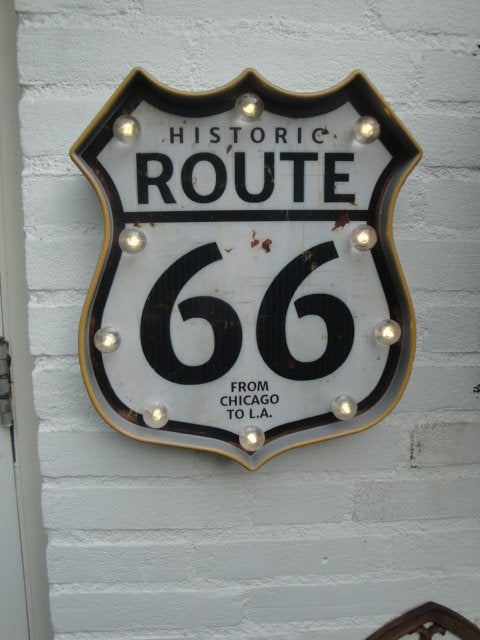 route 66 bord met verlichting, Ophalen of Verzenden, Reclamebord