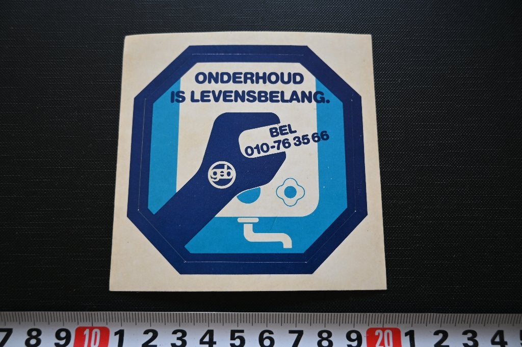 sticker rotterdam GEB geiser onderhoud is levensbelang, Verzamelen, Ophalen, Zo goed als nieuw