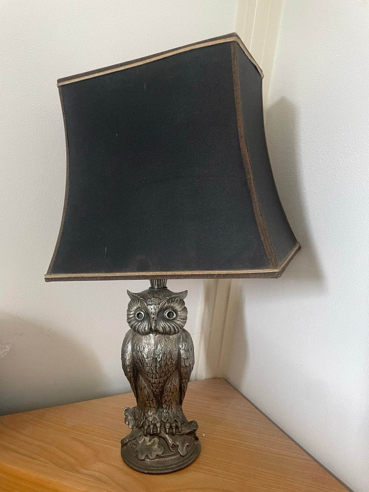 Vintage Uilenlamp -Loevsky & Loevsky, Gebruikt, Vintage, Met kap, Zilver