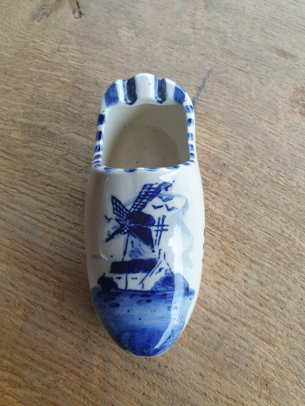 Delfts Blauw klompje asbak met molen decoratie, Ophalen of Verzenden