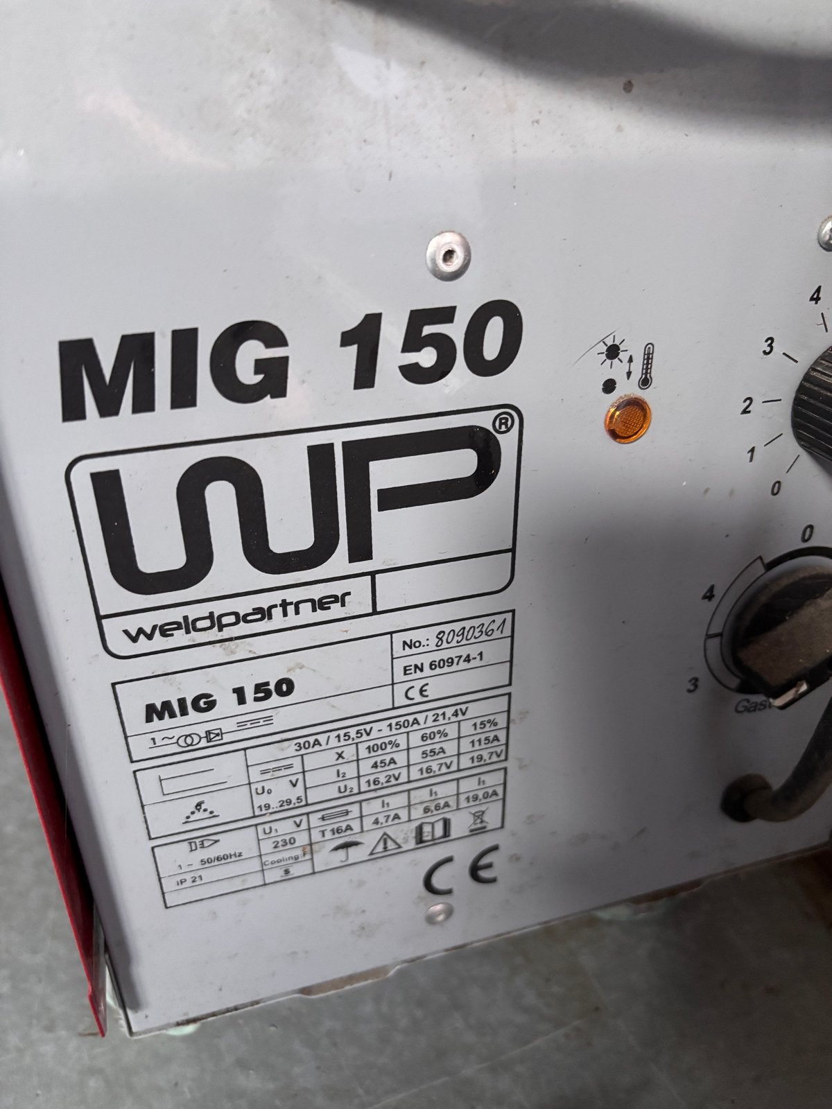 Weldpartner MIG 150 Lasapparaat - Gebruikt, Doe-het-zelf en Verbouw, Gereedschap | Lasapparaten, Ophalen, Gebruikt, Minder dan 150 ampère