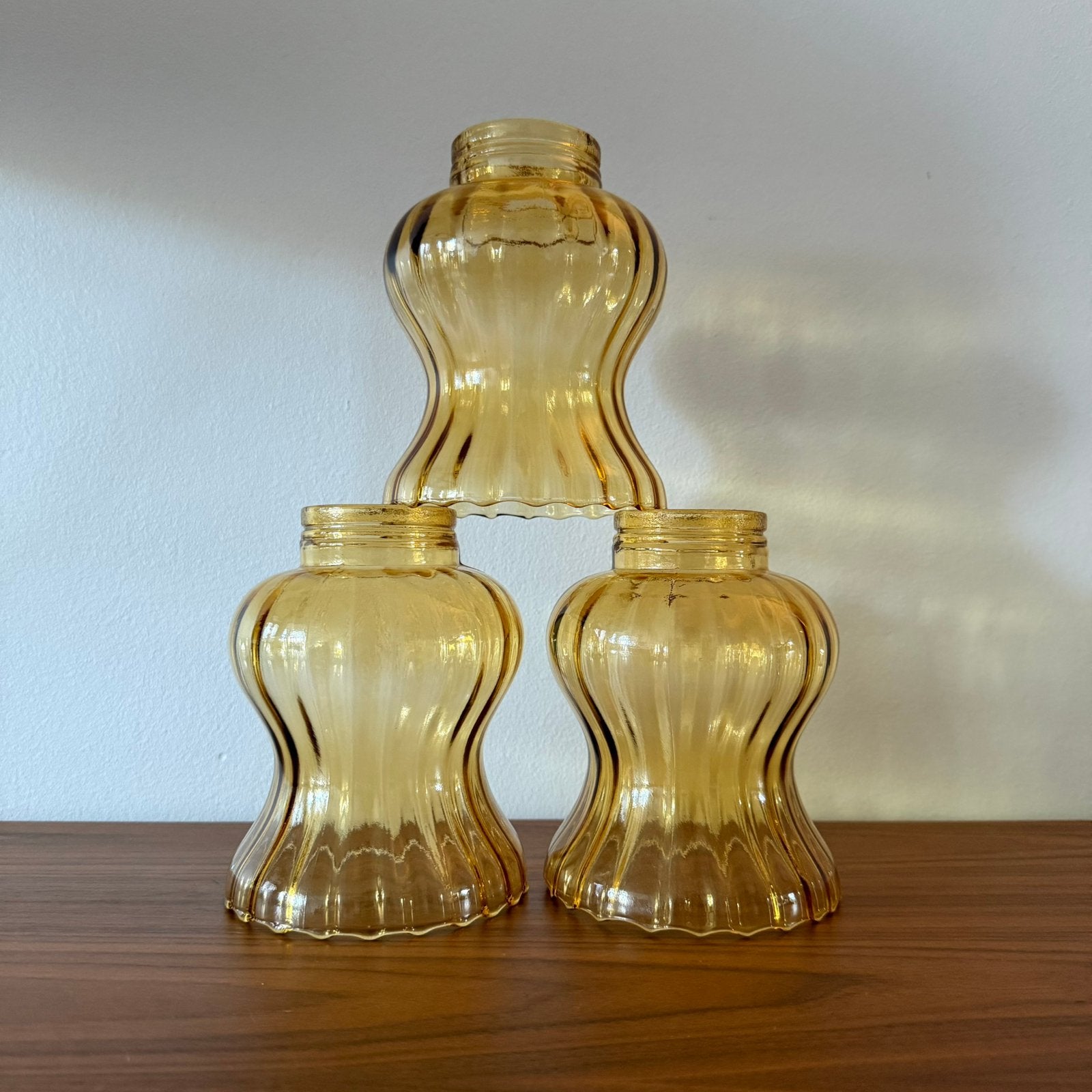Glazen lampenkap, hanglampje, amber glas, vintage, netjes, Ophalen of Verzenden, Glas
