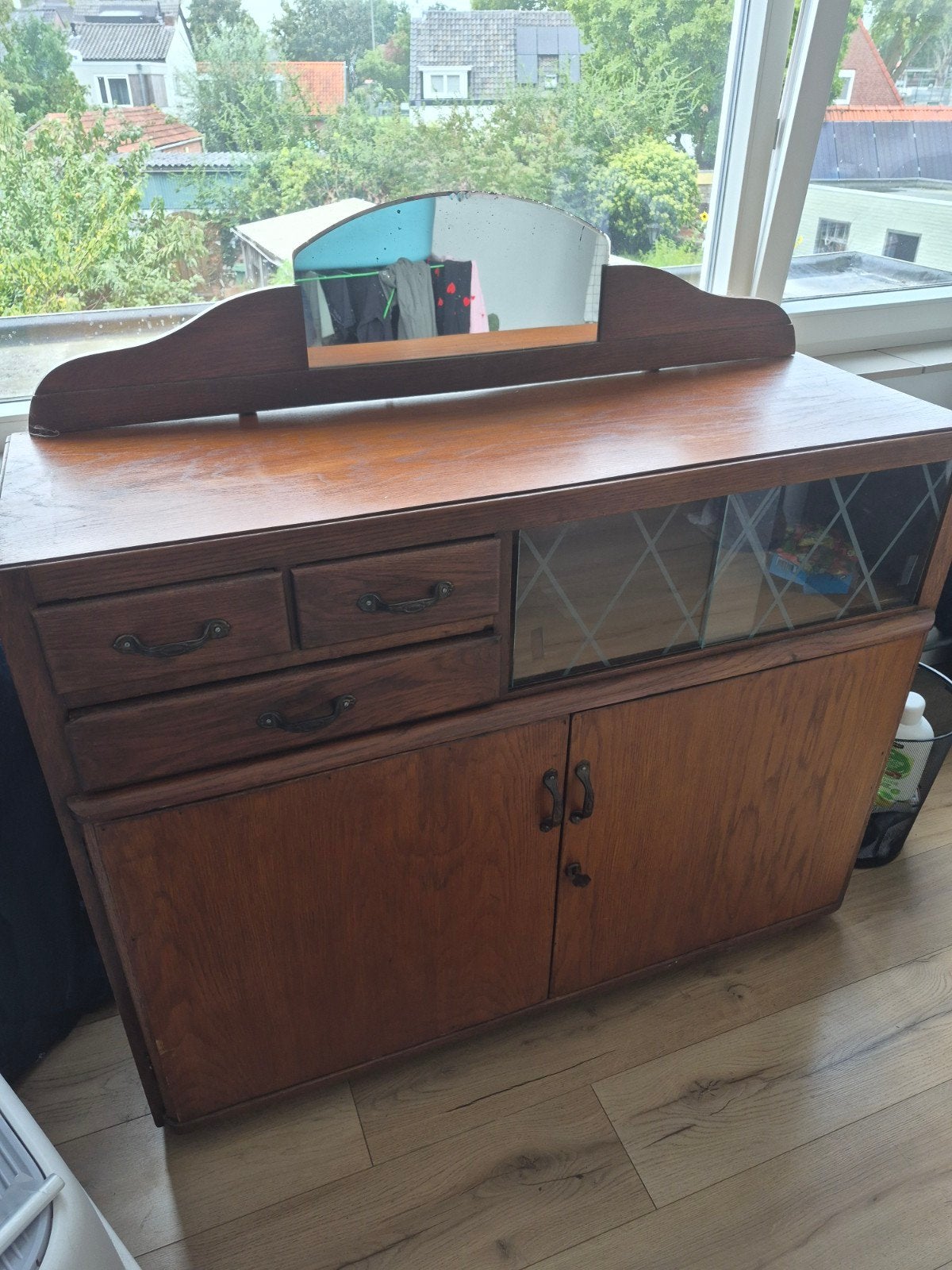 Vintage dressoir met spiegel en vernieuwd binnenwerk, Ophalen