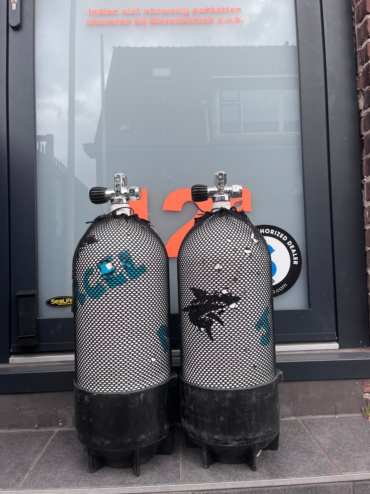 Duikflessen NOG 2 x 12l  kort 230 Bar, Ophalen, Gebruikt, Duikfles