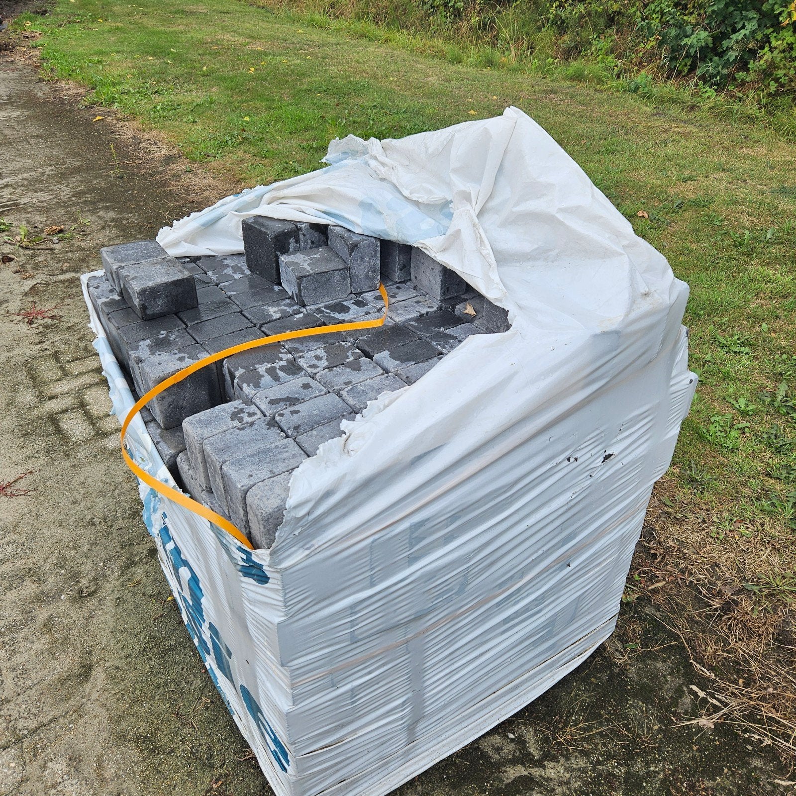 Cobblestone antraciet 10x10x6 cm - ca. 8 m2, Ophalen, Gebruikt, Klinkers, 5 tot 10 m²
