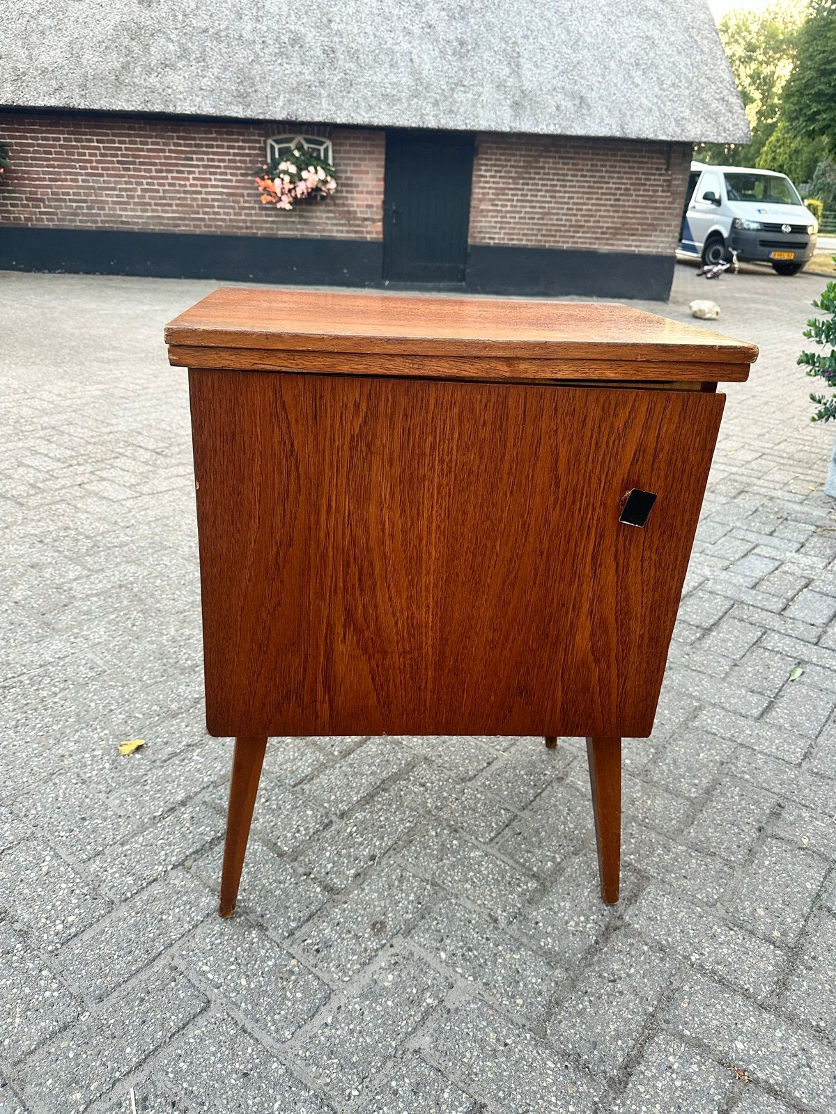 Vintage Anker naaimachine in teak houten meubel, Ophalen
