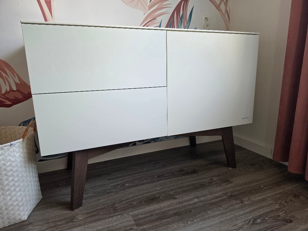 Kidsmill Sixties commode mat wit/walnoot + plankje, Kinderen en Baby's, Ophalen, Gebruikt, 50 tot 70 cm, 100 cm of meer