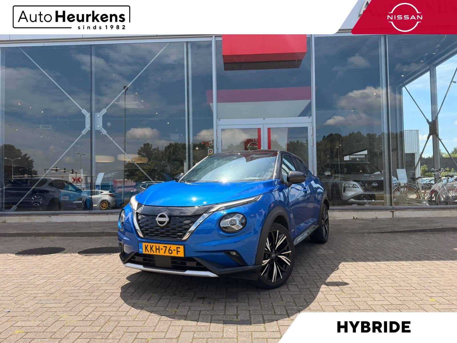 Nissan Juke Hybrid 143 N-Design | CAMERA | AUTOMAAT |, Auto's, Nissan, 1300 kg, Gebruikt, Blauw, Leder en Stof