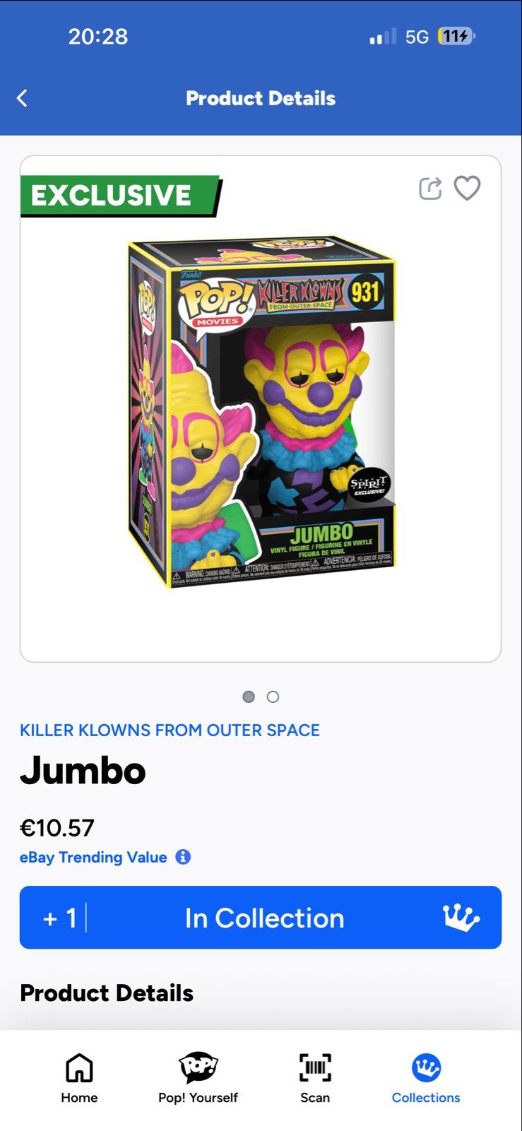 Jumbo Funko Pop! Killer Klowns From Outer Space - Spirit Exc, Ophalen of Verzenden, Nieuw