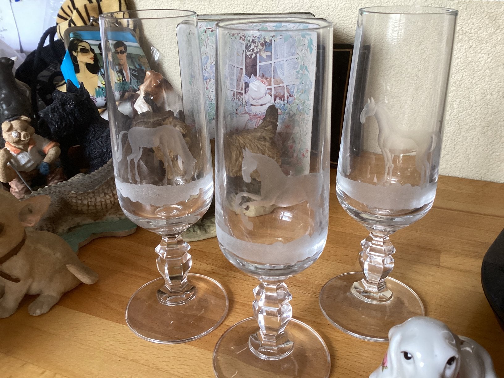 Paard Kristal Glas // per stuk // hoog 18 cm, Antiek en Kunst, Antiek | Glas en Kristal, Ophalen of Verzenden