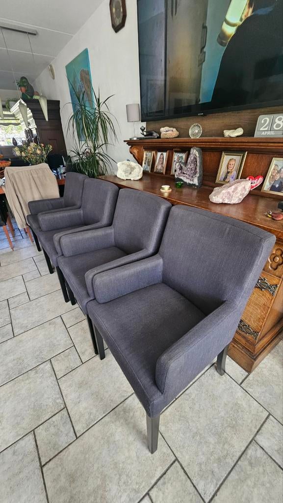 Set van 4 donkergrijze eetkamerstoelen, Huis en Inrichting, Stoelen, Ophalen, Gebruikt, Vier, Modern