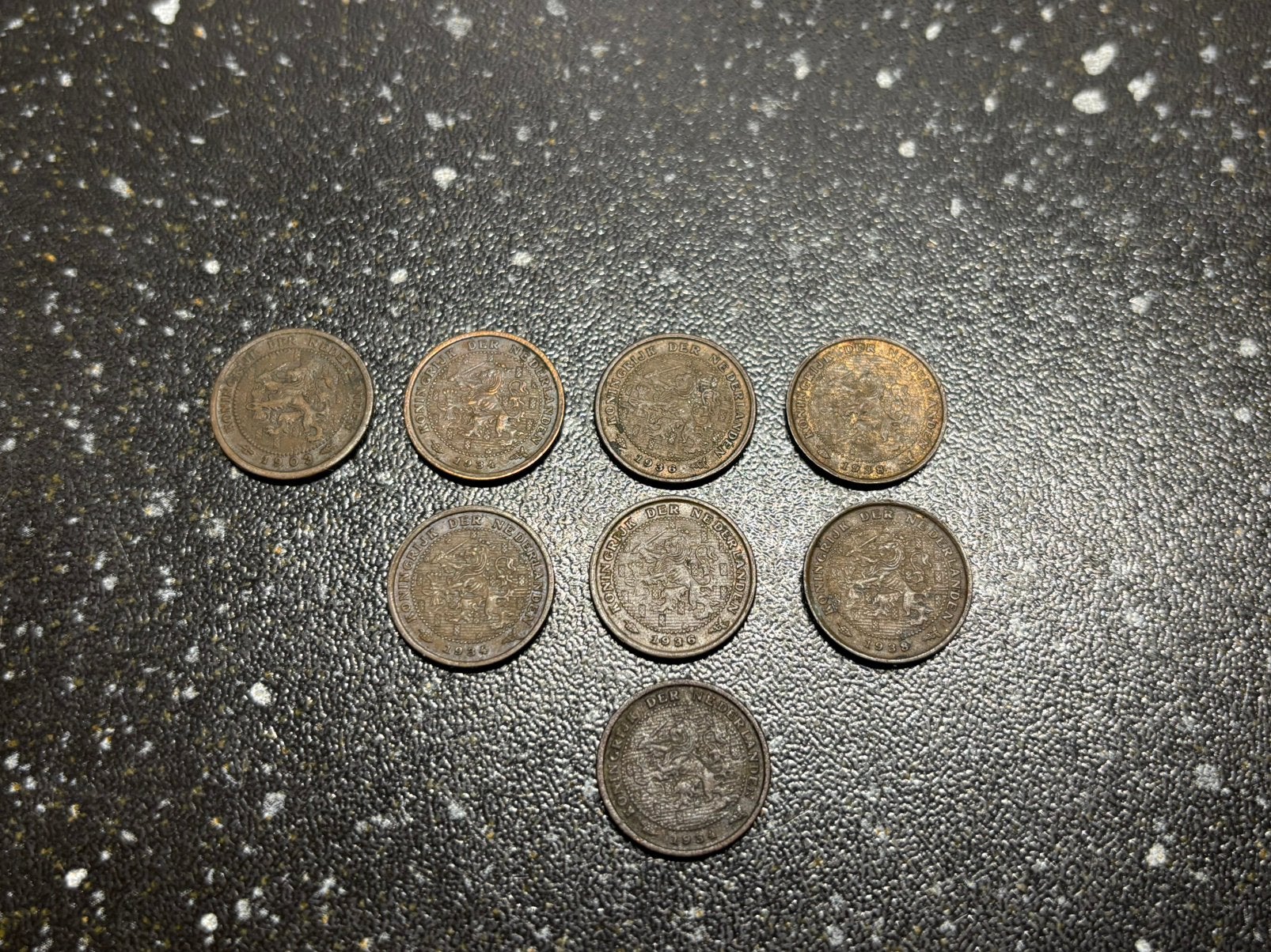 4 oude Nederlandse munten: ½ cent 1903, 1934, 1936, 1938, Ophalen of Verzenden