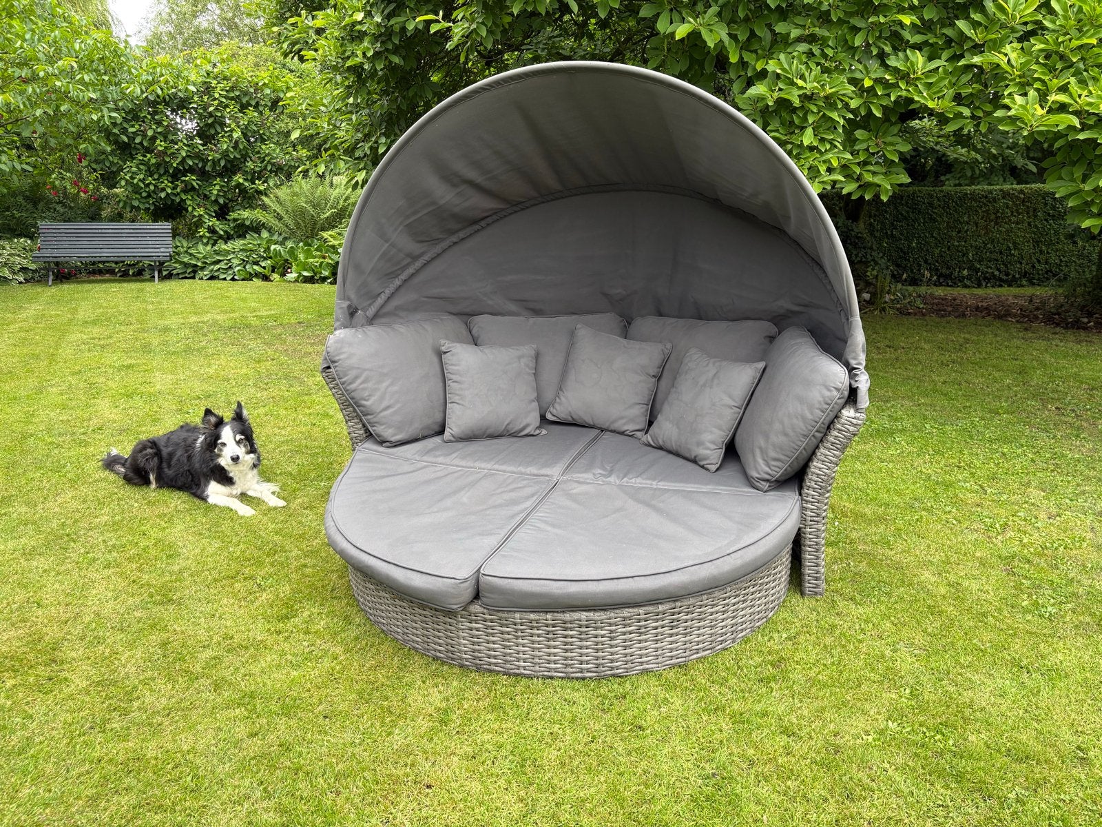 Luxe buiten loungebank, Ophalen, 3 zitplaatsen, Zo goed als nieuw, Loungeset