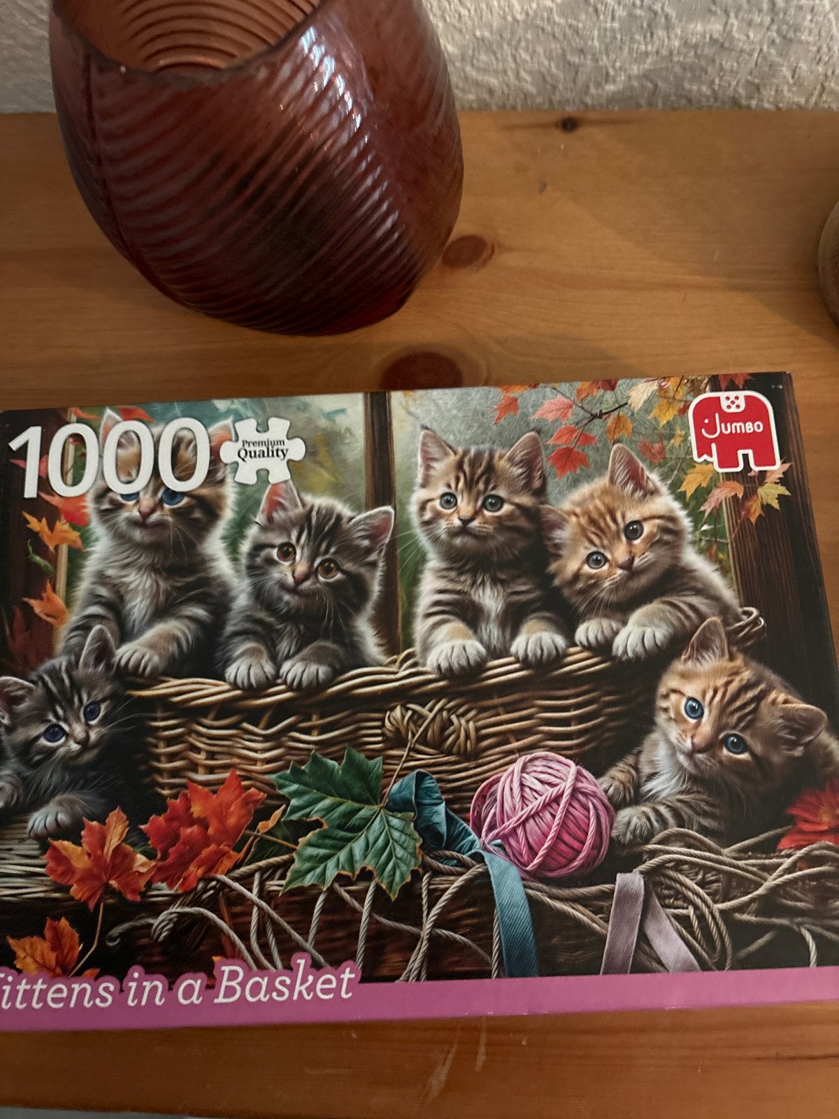 Jumbo Legpuzzel 1000 stukjes - Kittens in een mand, Verzenden, 500 t/m 1500 stukjes, Zo goed als nieuw, Legpuzzel