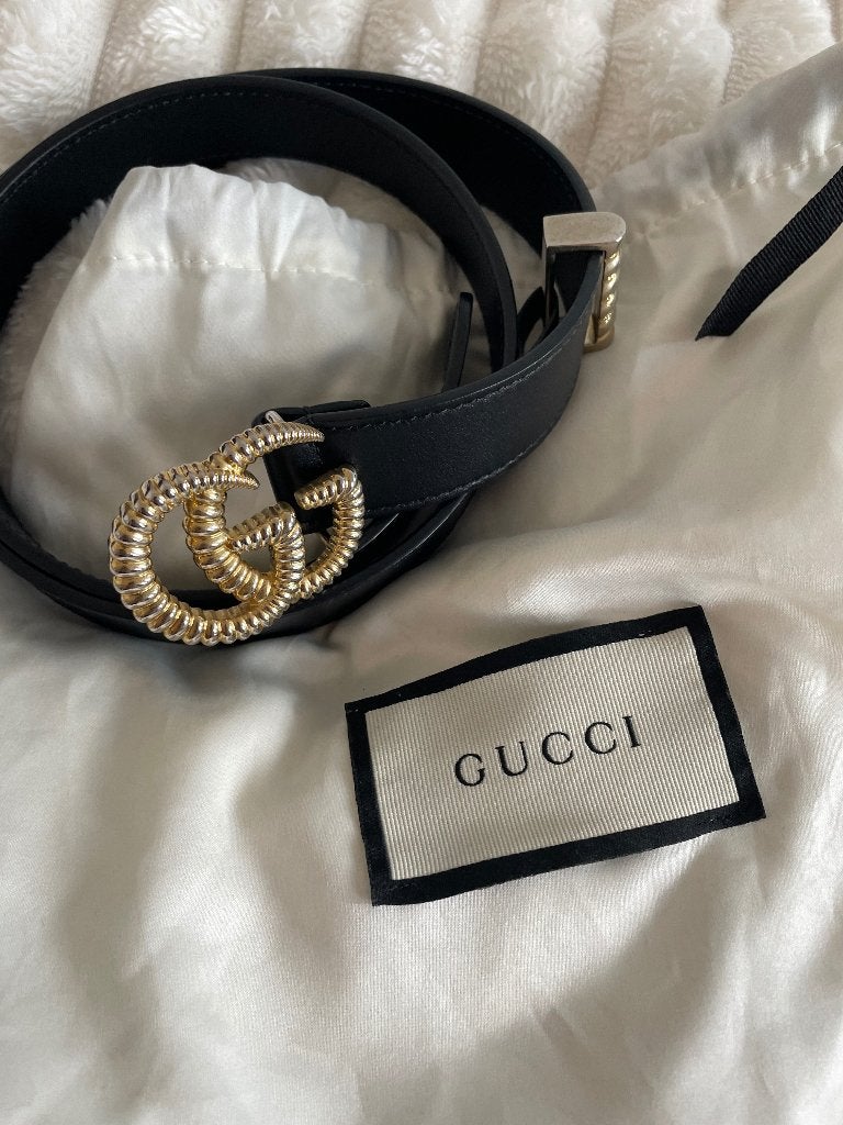 Gucci Black Leather Torchon GG Buckle Belt, 3 tot 5 cm, Tailleriem, Verzenden, Minder dan 80 cm