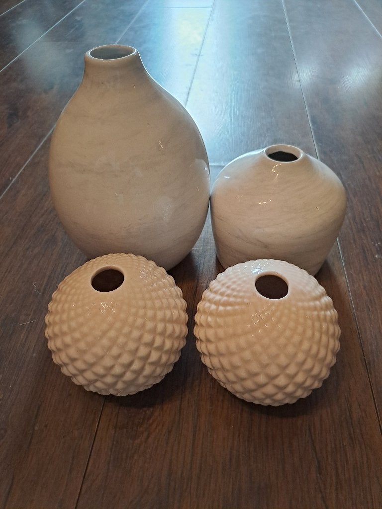 Set of 4 Ceramic Vases L. Dake en Zn, Ophalen of Verzenden, Zo goed als nieuw, Wit, Steen/keramiek