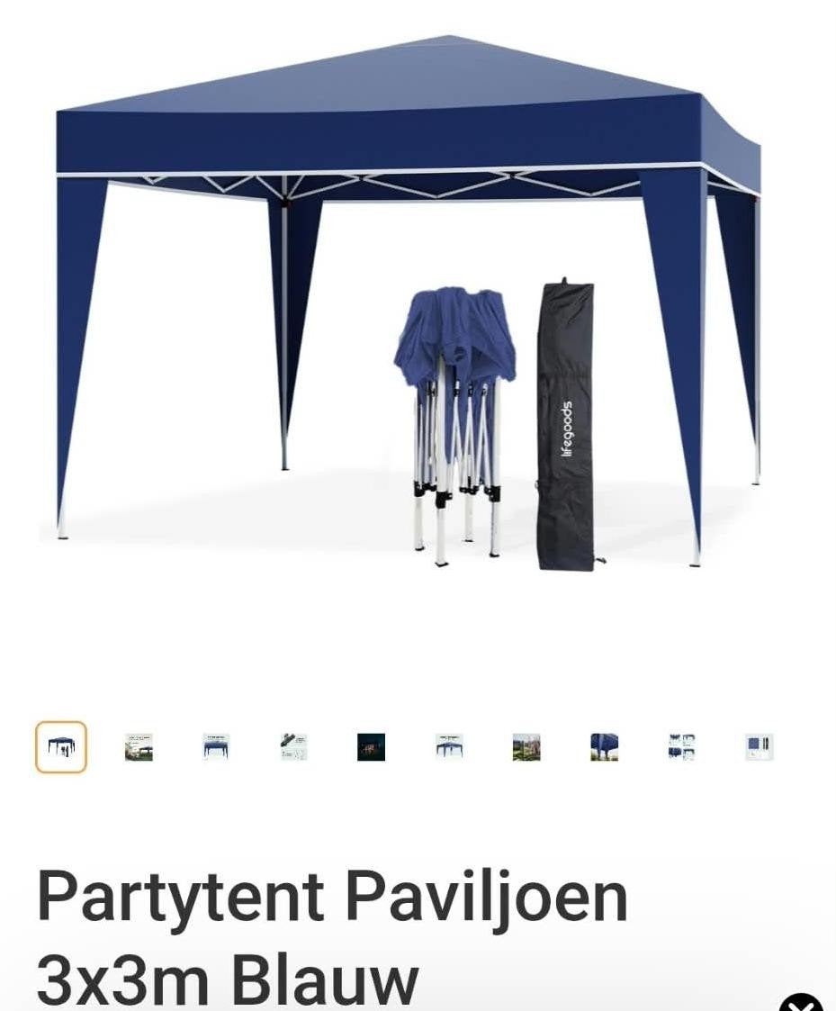 Partytent Paviljoen 3x3m groen - Opvouwbaar, Ophalen, Minder dan 5 meter, Opvouwbaar