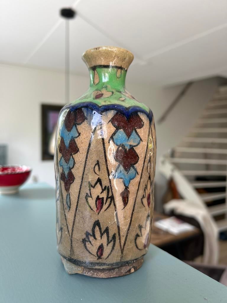 Oud Handgeschilderd  Vaasje- Uniek Design, Antiek en Kunst, Ophalen of Verzenden
